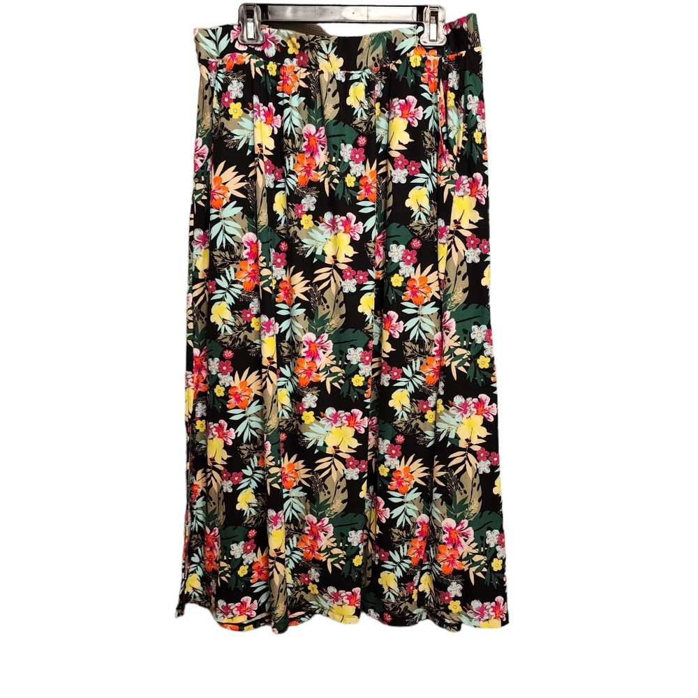 Black Floral Maxi Skirt - Lightweight Women's Summer Skirt